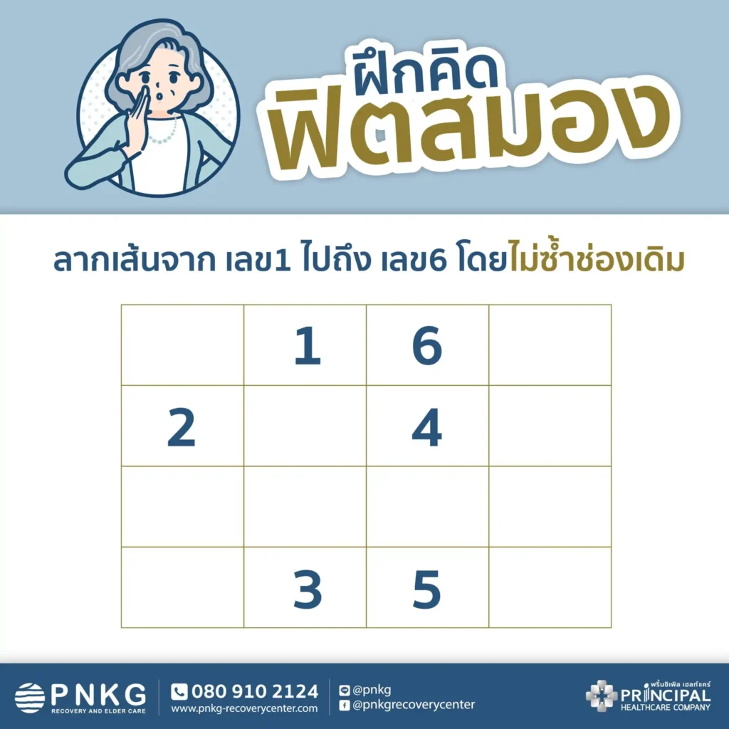 ลากเส้นจาก เลข 1 ไปถึง เลข 6
