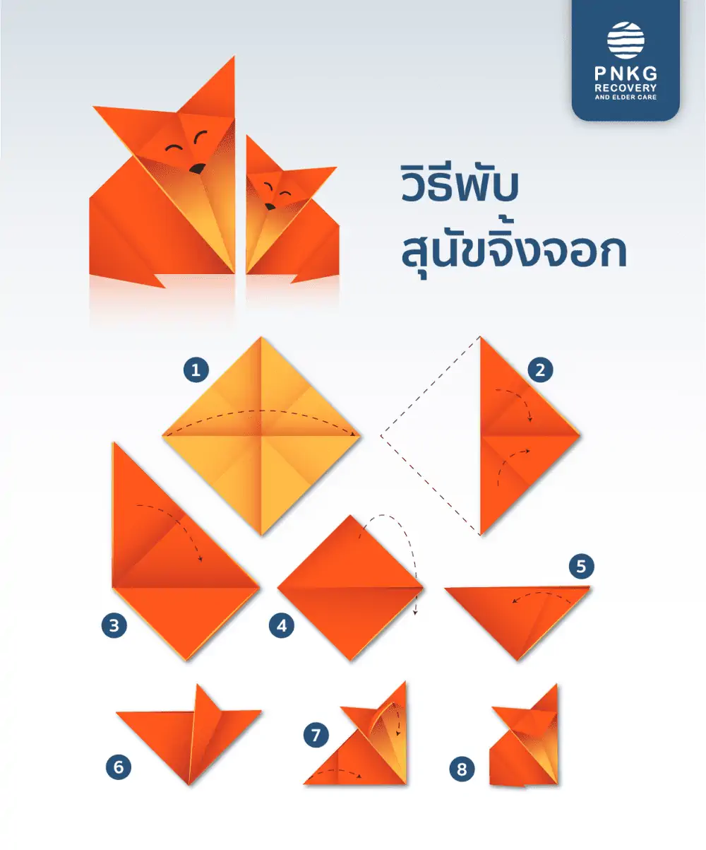 พับกระดาษ Origami คือ ศิลปะการพับกระดาษสไตล์ญี่ปุ่นให้เป็นรูปทรงต่าง ๆ โดยไม่ใช้กาวหรือกรรไกร และยังช่วยฟื้นฟูสมองและร่างกายในกลุ่มผู้สูงอายุหรือผู้ที่กำลังฟื้นฟูจากการบาดเจ็บได้เป็นอย่างดี